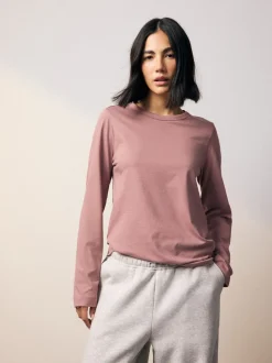 Pastelroze - T-shirt met lange mouwen en ronde hals