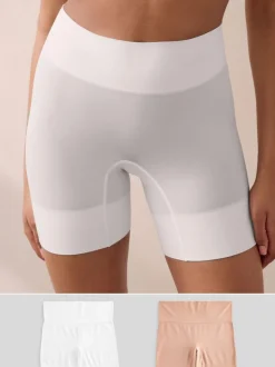 Pastelroze Huidskleur/Wit - Verpakking van 2 naadloze irritatiewerende shorts