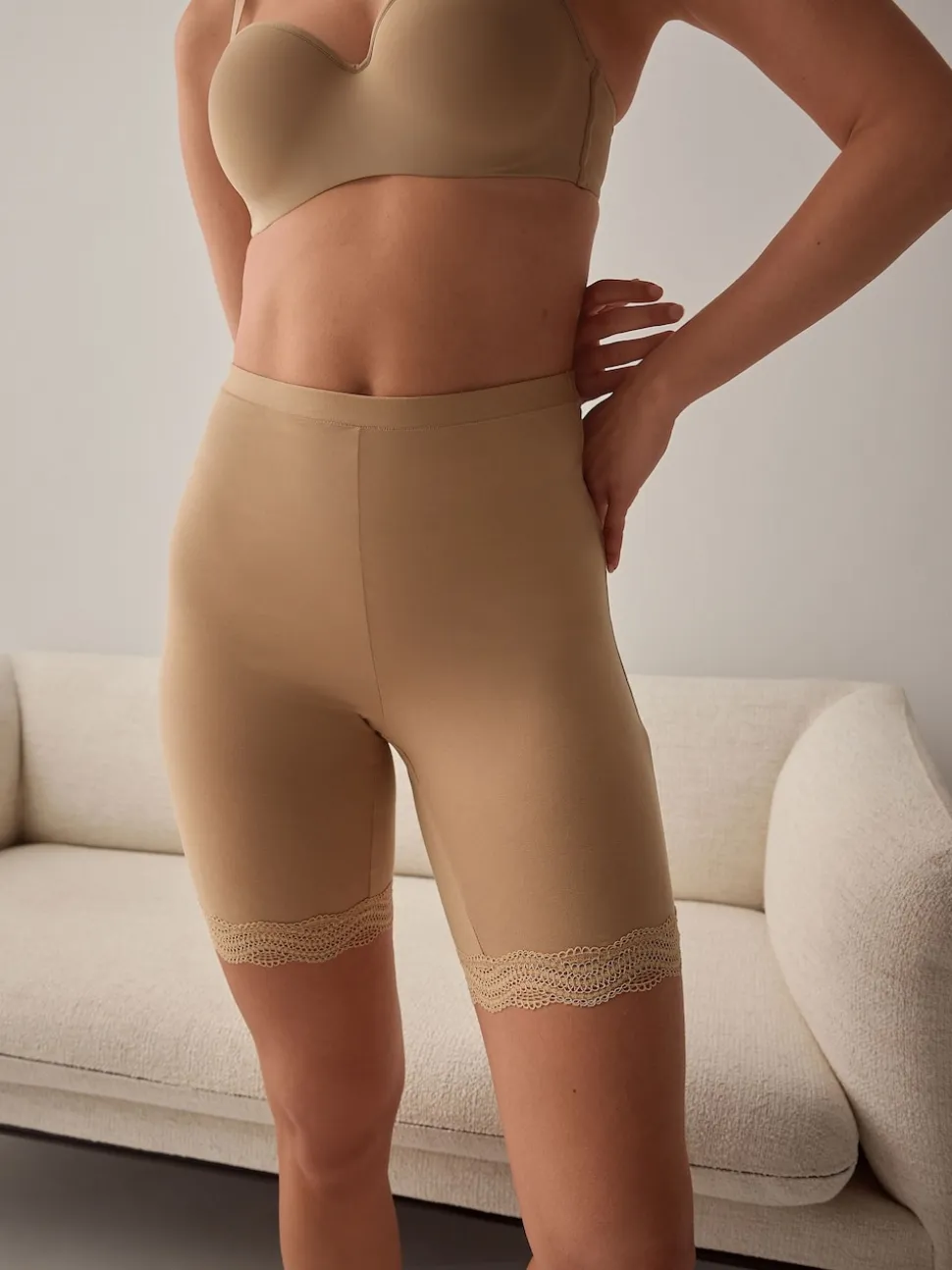 Pastelroze nude - Verpakking van 2 shorts tegen schuren