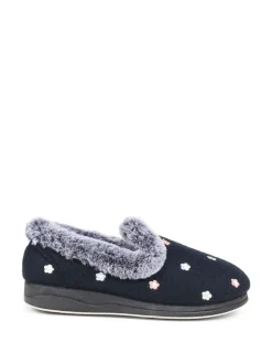Pavers Floral Faux-Fur Slippers
