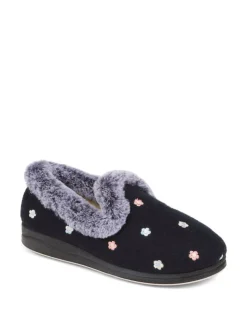 Pavers Floral Faux-Fur Slippers