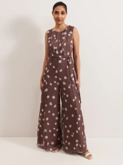 Phase Eight Maxine chiffon jumpsuit met stippen