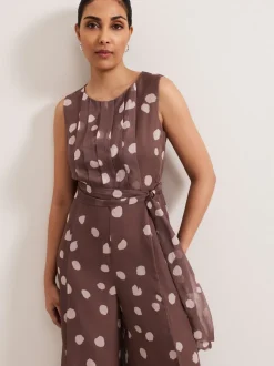 Phase Eight Maxine chiffon jumpsuit met stippen