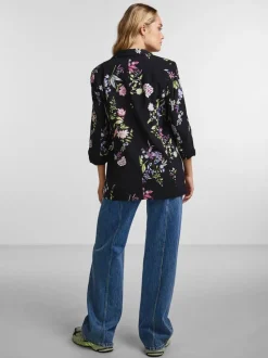 PIECES blazer met bloemen en ruches op de mouwen
