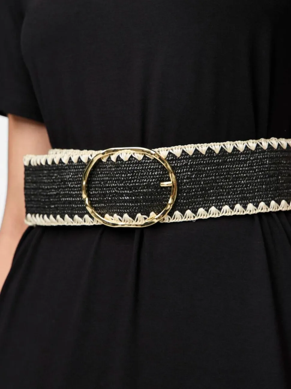 PIECES Raffia Woven Waist Belt