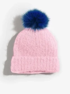 Pink and Blue Constrast - Love & Roses Cosy Pom Hat