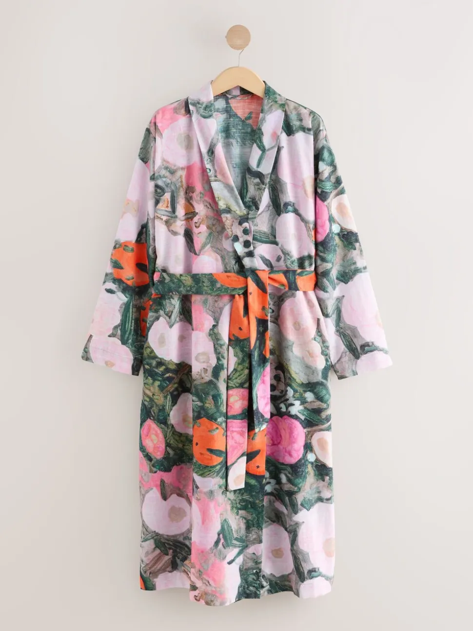 Pink Benjamin Macgregor Scene Print - Satin Dressing Gown