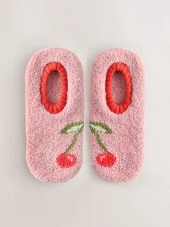 Pink Cherries Print - Cosy Footsie Socks 1 Pack