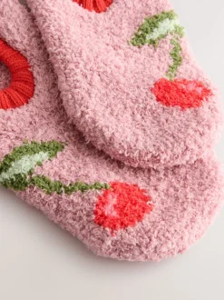 Pink Cherries Print - Cosy Footsie Socks 1 Pack