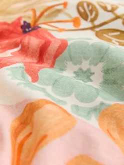 Pink Floral Patch Print - Square Neck Wide Leg Jersey Jumpsuit