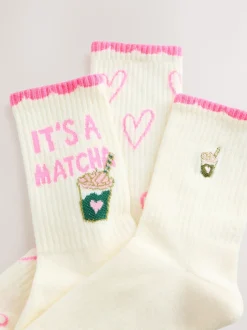 Pink Matcha - Set van 3 paar enkellange sportsokken met verzachte zool