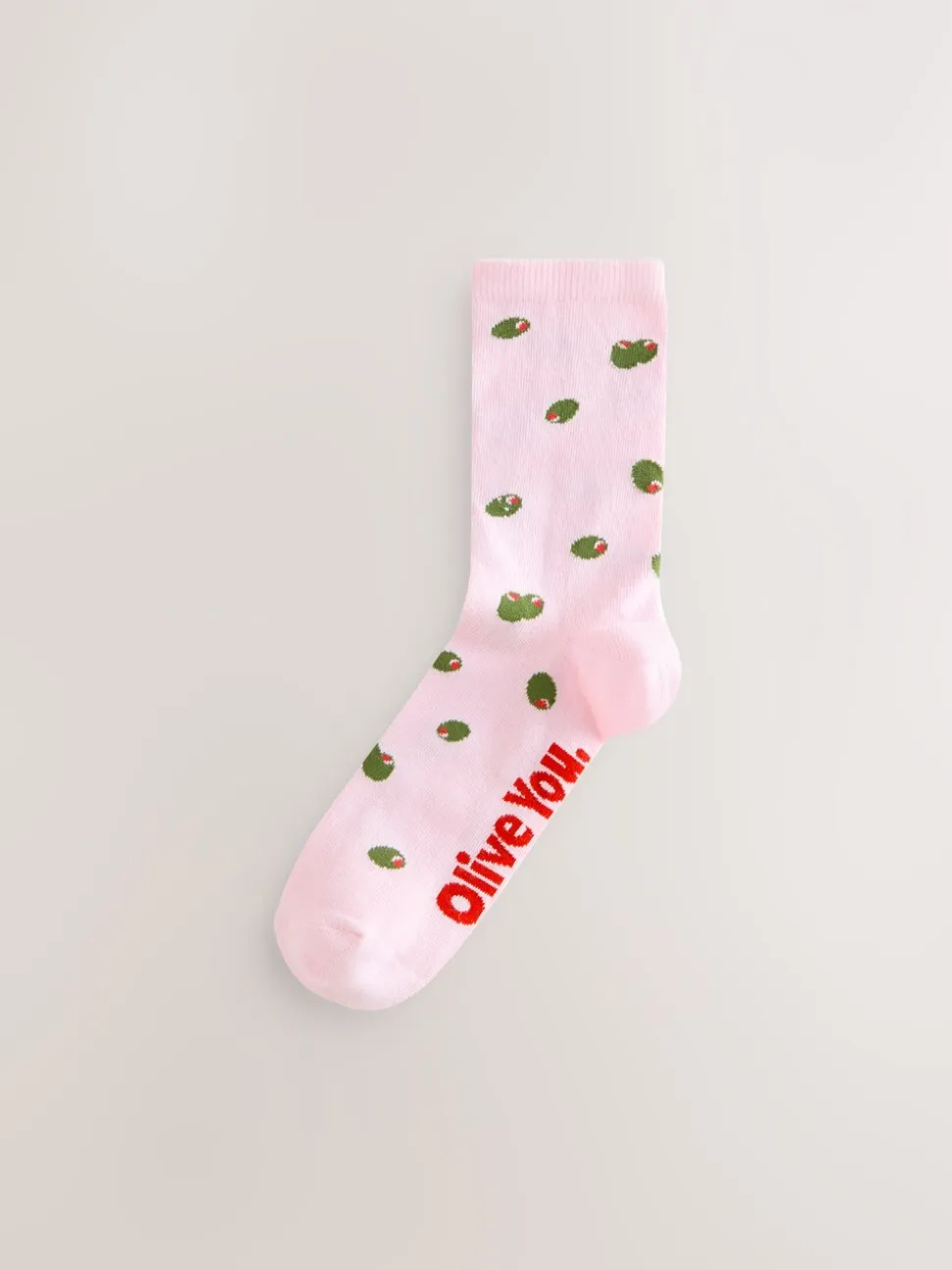 Pink/Green 'Olive You' - Set van 4 paar enkelsokken