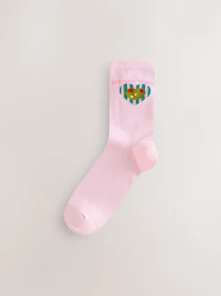 Pink/Green 'Olive You' - Set van 4 paar enkelsokken