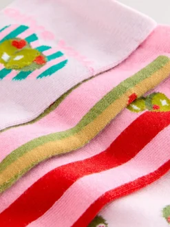 Pink/Green 'Olive You' - Set van 4 paar enkelsokken