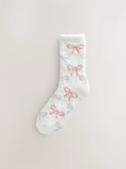 Pink/Grey Bows - Set van 4 paar behaaglijke enkelsokken