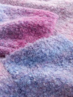 Pink/Purple Spacedye - Boucle Ronde hals Trui Met Wol