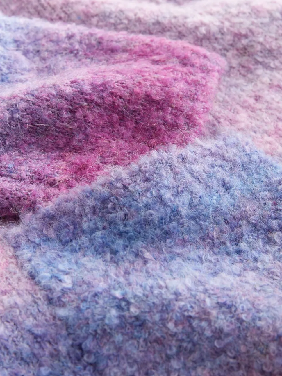 Pink/Purple Spacedye - Boucle Ronde hals Trui Met Wol