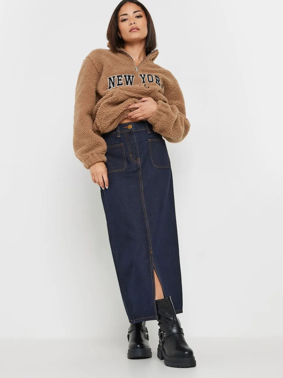 PixieGirl Petite 100% katoenen midirok met opgestikte zakken