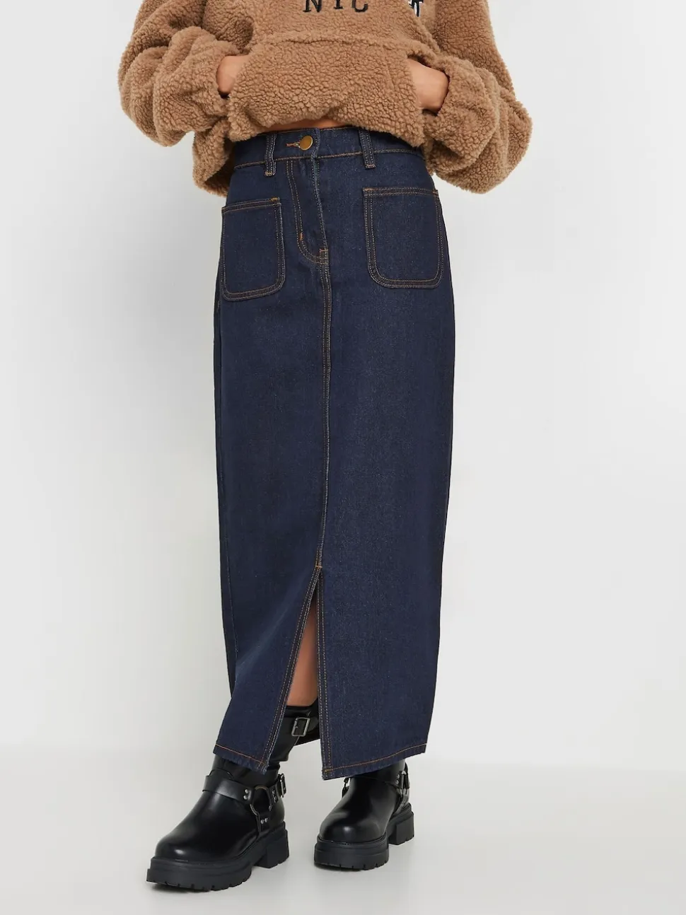 PixieGirl Petite 100% katoenen midirok met opgestikte zakken