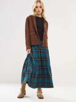 PixieGirl Petite geruite Midi rok met gesp