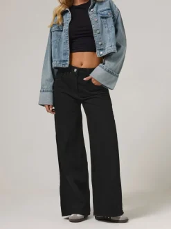 PixieGirl Petite jeans met wijde pijpen van 100% katoen