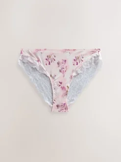 Plum Paars/Bloemenprint - Onderbroek met hoge pijpen 2 Pak