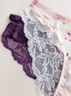 Plum Paars/Bloemenprint - Onderbroek met hoge pijpen 2 Pak
