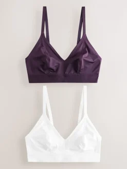 Plum Paars/Wit - DD+ Ultimate Comfort Bralettes zonder beugel 2 verpakking