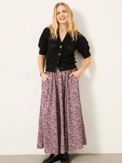 Plum Purple 2 Tone Floral - FatFace midirok