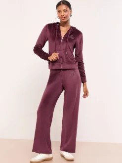 Plumb Paars - Lipsy - Geborduurde velours hoodie met rits