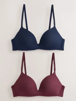 Plum/Paars marineblauw - Voorgevormde, gevoerde beha's zonder beugel, set van 2 A-E