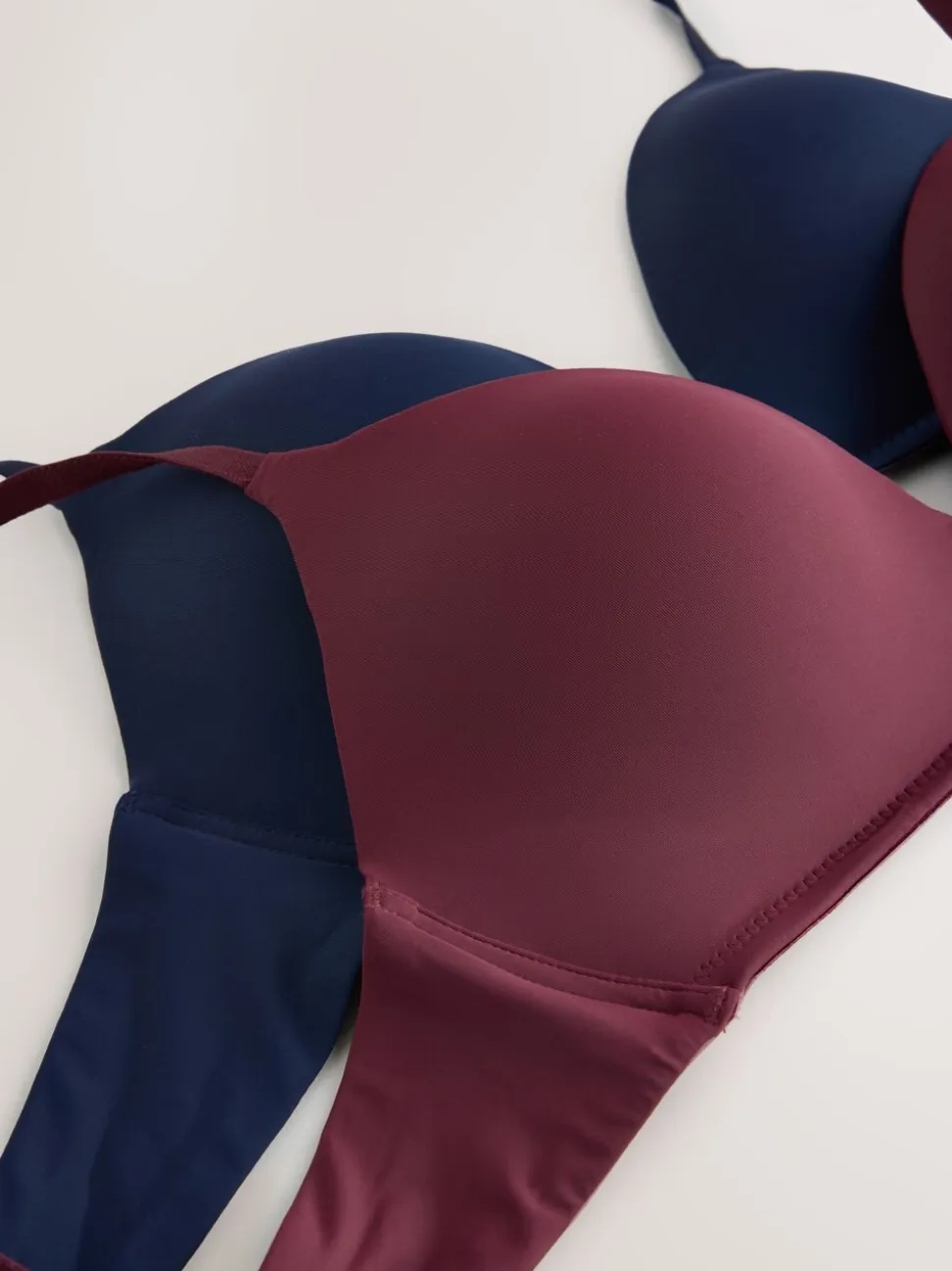 Plum/Paars marineblauw - Voorgevormde, gevoerde beha's zonder beugel, set van 2 A-E