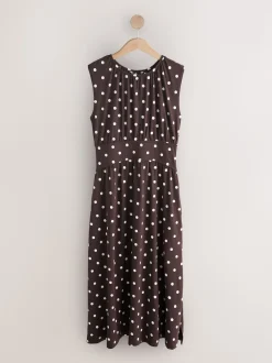 Polka Dot Chocolate Brown - Midi-jurk