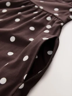 Polka Dot Chocolate Brown - Midi-jurk