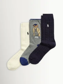 Polo Ralph Lauren Bear Crew Socks 3 Pack