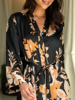 Pour Moi Dusk Printed Satin Midi Dressing Gown
