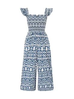 Pour Moi Frill Detail Slub Crop Leg Jumpsuit