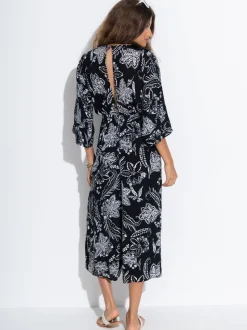 Pour Moi Geweven strandjumpsuit met kreukeltextuur en O-ring