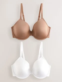 Praline huidskleur/wit - A-E Afvlakkende Ultimate Comfort Beha's 2 Verpakking