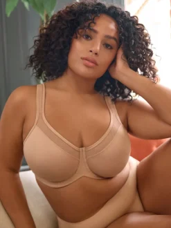 Praline nude - F-K katoenen minimiser beha met gewatteerde bandjes voor ultieme ondersteuning