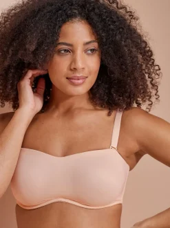 Praline nude - Minimaliserende strapless bandeaubeha zonder vulling in cupmaat DD+