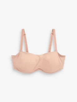Praline nude - Minimaliserende strapless bandeaubeha zonder vulling in cupmaat DD+