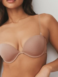 Praline nude - Nude beha voor een glad silhouet zonder bandjes met transparante achterkant