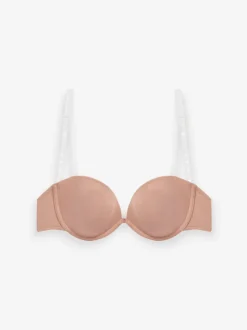 Praline nude - Nude beha voor een glad silhouet zonder bandjes met transparante achterkant
