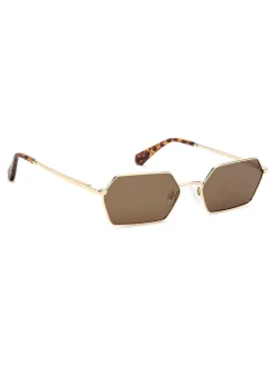 Prive Revaux Rectangular Geometrical Sunglasses in Gold and Havana