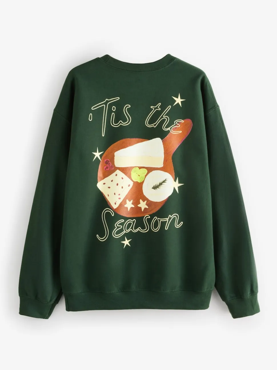 Proper Good Christmas Cheese Board Back Graphic Sweatshirt