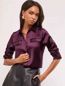 Purple Utility Pocket - Lipsy - Satijnen overhemd