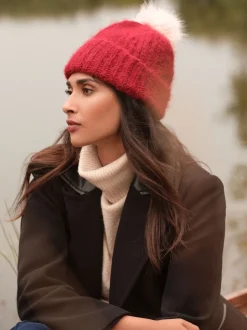 Red and Pink Constrast - Love & Roses Cosy Pom Hat