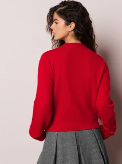 Red Cherry Buttons - Gebreid vest met ronde hals