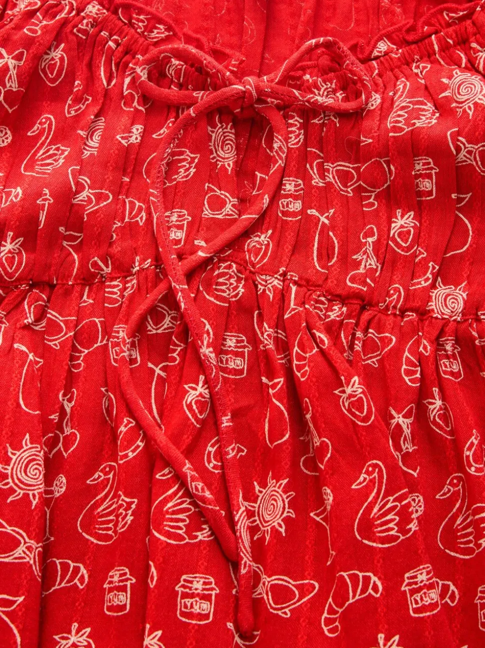 Red Conversational Print - Long Sleeve Milkmaid Top